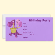 Birthday Party Invitation Cute Dragon Cupcake Photo Cards