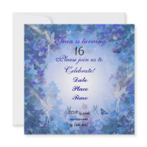 Birthday Party Invitation Fairy blue