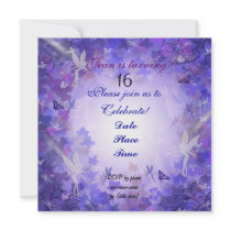 Birthday Party Invitation Fairy purple