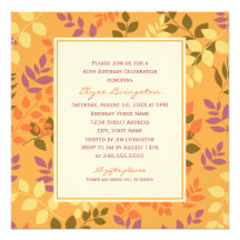 Birthday Party Invitation | Fall Leaves Border