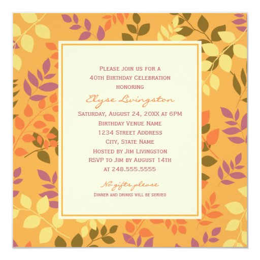 birthday party invitation fall leaves border zazzle fall invitations party