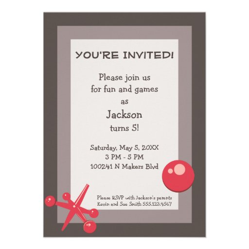 Birthday Party Invitation - Fun and Games Jacks