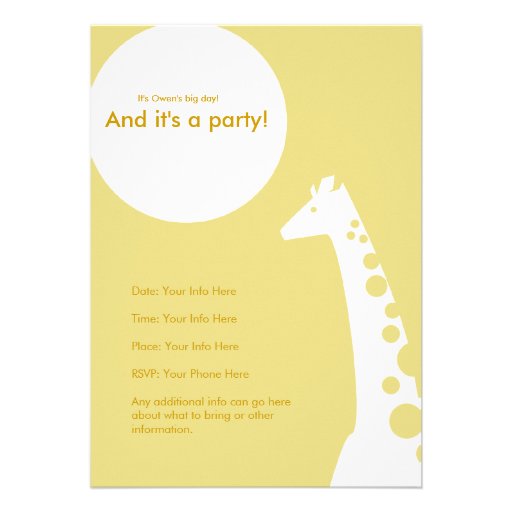 Birthday Party Invitation Gentle Giraffe