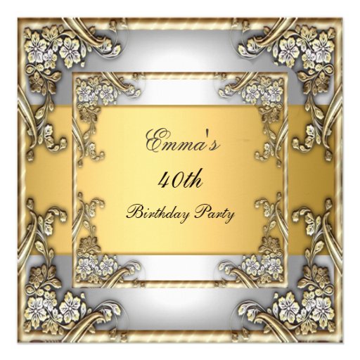 Birthday Party Invitation Gold and Silver (front side)