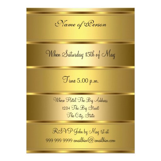 Birthday Party Invitation Gold Birthday Party