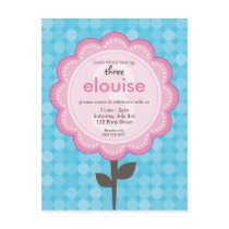 BIRTHDAY PARTY INVITATION :: numbered daisy 1 postcards