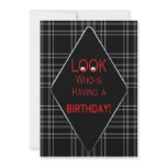 BIRTHDAY PARTY INVITATION - UNISEX/AGE BLACK PLAID