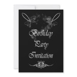 Birthday Party Invitation with love heart scrolls