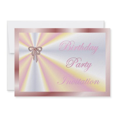 Birthday Party Invitation with pearl ribbon by GOLDENJACKAL
