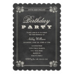 Birthday Party Invitations | Black Chalkboard Personalized Announcement