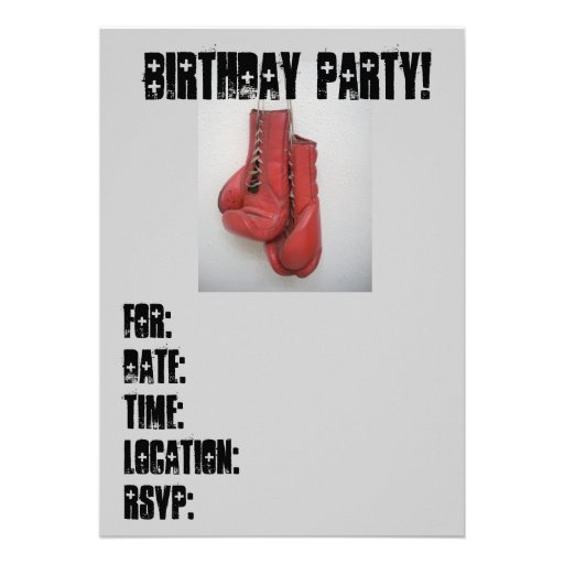Birthday Party Invitations Boxing Gloves