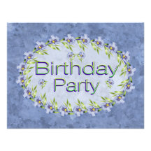 Birthday Party Invitations Lavender Flowers