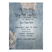 Birthday Party Invite - Ripped Blue Jeans