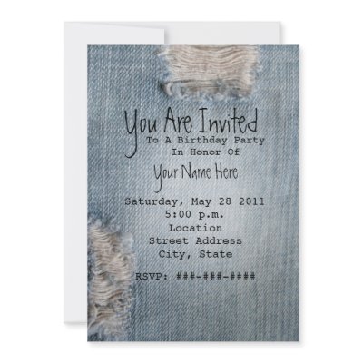 Birthday Party Invite - Ripped Blue Jeans by JillsPaperie
