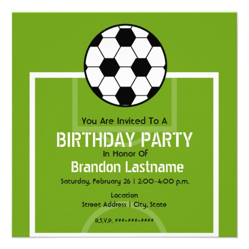 Birthday Party invite - Soccer Field
