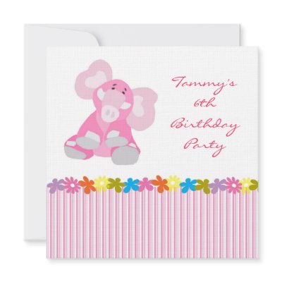 Birthday Party Invite with Cute Elephant by TammyAndMummy