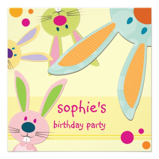 BIRTHDAY PARTY INVITES :: bunny's peeking 1SQ