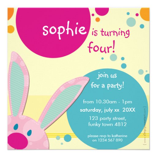 BIRTHDAY PARTY INVITES :: bunny's peeking 1SQ