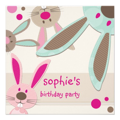 BIRTHDAY PARTY INVITES :: bunny's peeking 3SQ