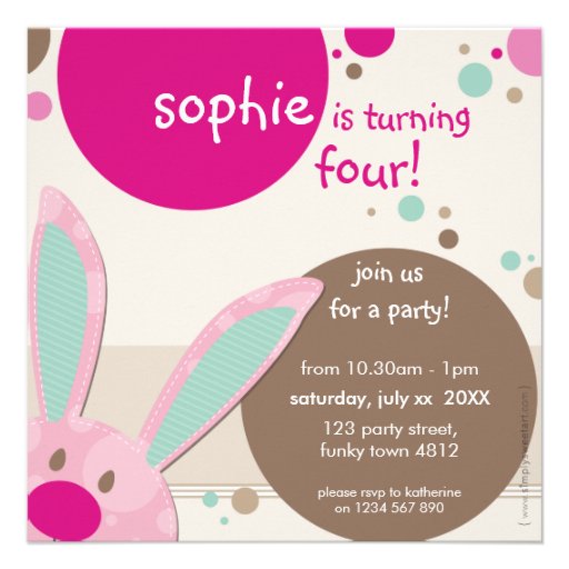 BIRTHDAY PARTY INVITES :: bunny's peeking 3SQ