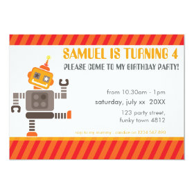 BIRTHDAY PARTY INVITES cool robot dancing orange 5