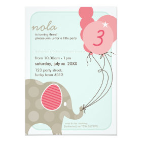 BIRTHDAY PARTY INVITES :: elephant   balloons 4P 5