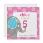 BIRTHDAY PARTY INVITES :: elephant + number 5SQ