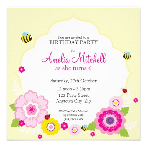 BIRTHDAY PARTY INVITES :: garden theme 1