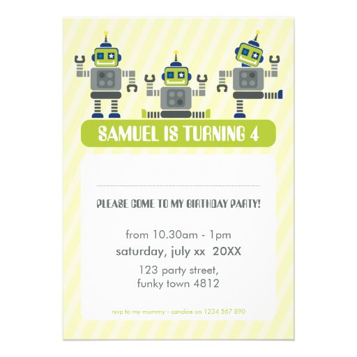 BIRTHDAY PARTY INVITES :: robotsx3 1P