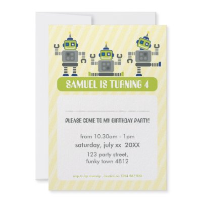 BIRTHDAY PARTY INVITES :: robotsx3 1P by simplysweetart