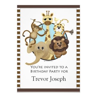 Birthday Party Invitiation Safari Style Personalized Announcements