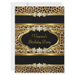 Birthday Party Leopard Gold Black Custom Invitations