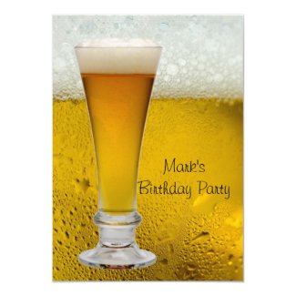 Birthday Party Mans Mens Beer Beer Beer 5x7 Paper Invitation Card
