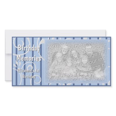 Birthday Party Memories Photo Card Blue by OrangeBirdDesigns