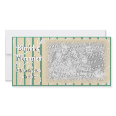 Birthday Party Memories Photo Card Yellow Green by OrangeBirdDesigns