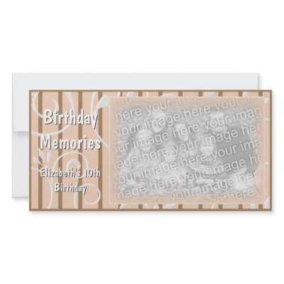 Birthday Party Meries Photo Card Brown Peach by OrangeBirdDesigns