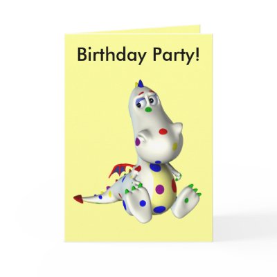 Birthday Party (polka dotted toon dragon) Greeting Card by ZazzleCelebrations
