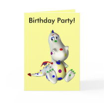 Birthday Party (polka dotted toon dragon) cards