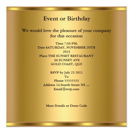 Birthday Party Purple Gold Abstract Personalized Announcement