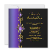 Birthday Party Purple Gold Black invitations