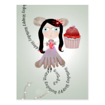 Birthday party red fairycake whimsy announcement postcards