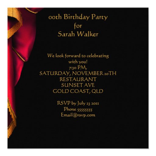 Birthday Party Red Gold Shoes Personalized Invitation