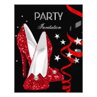 Birthday Party Red Shoes Personalized Invite