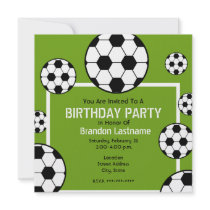 Birthday Party - Soccer Field & Soccer Balls Custom Announcement
