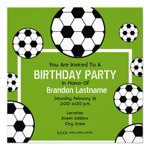 Birthday Party - Soccer Field & Soccer Balls Custom Announcement