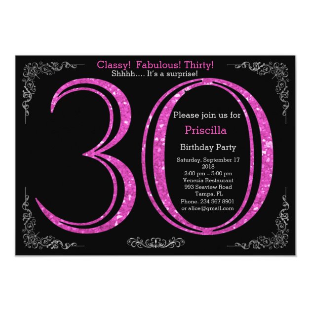Birthday party, thirty, great Gatsby, black silver Card