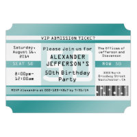Birthday Party Ticket Shaped Invitations