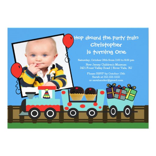 Birthday Party Train Photo Birthday Invitation