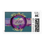 Birthday Party Turquoise swirl Stamps