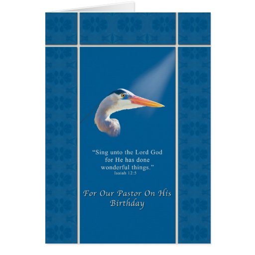 Birthday Pastor Religious Great Blue Heron Card Zazzle